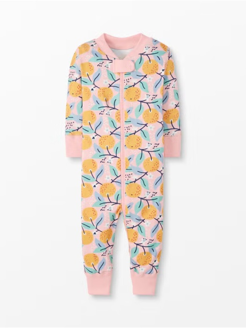 Hanna Andersson Pink Citrus-Print Footed One-Piece